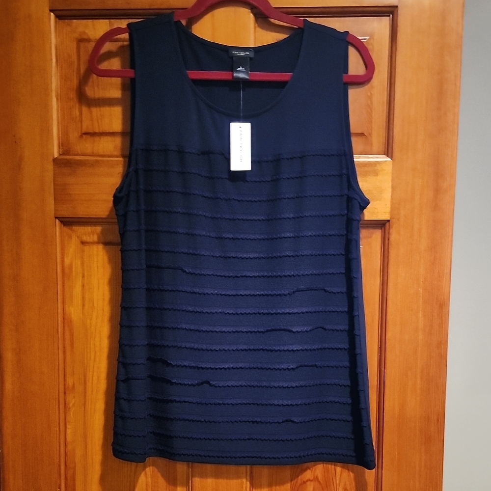 Ann Taylor Blue Pleated Tank Top